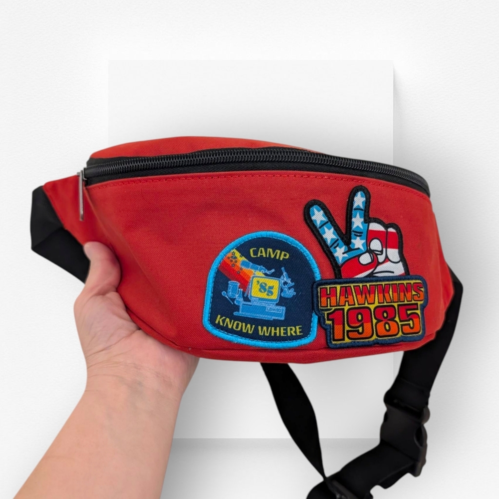 Stranger Things Fanny Pack Crossbody Belt Bag Red Patches